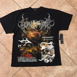 Civil- regime Gothic Graphic Skull Snake Flame Rose Tee L Streetwear NWT Black